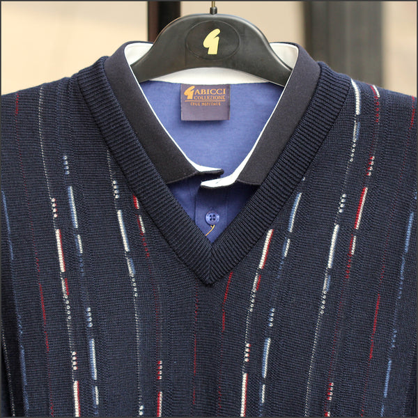 Gabicci M09 Navy Patterned  V Neck=