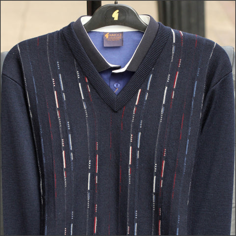 Gabicci M09 Navy Patterned  V Neck=