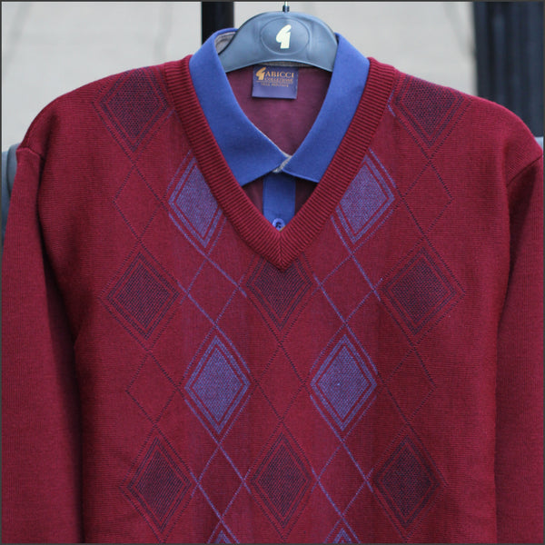 Gabicci M04 Berry Patterned V Neck=