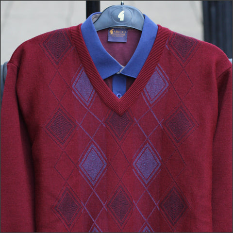 Gabicci M04 Berry Patterned V Neck=