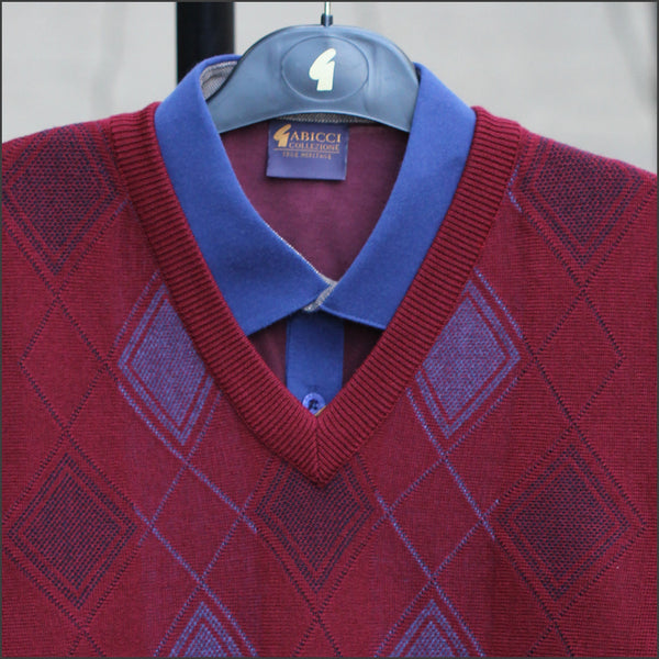 Gabicci M04 Berry Patterned V Neck=