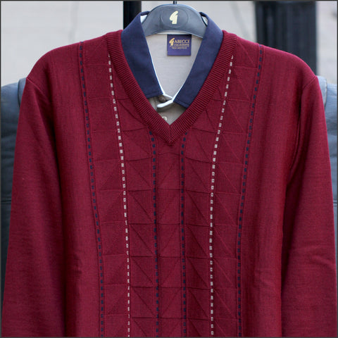 Gabicci M06 Berry Patterned V Neck=