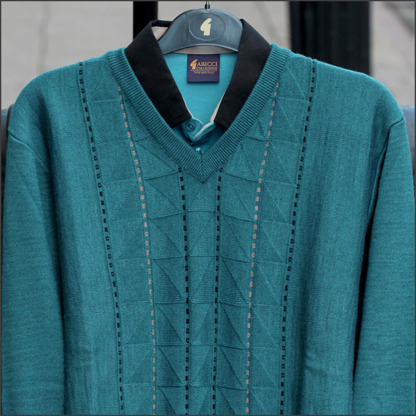 Gabicci M06 Teal V Neck=