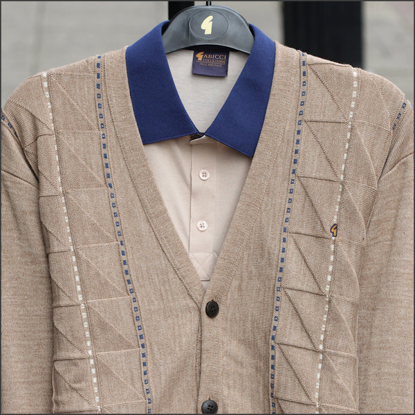 Gabicci M07 Granola Pattern Wool Blended Cardigan@