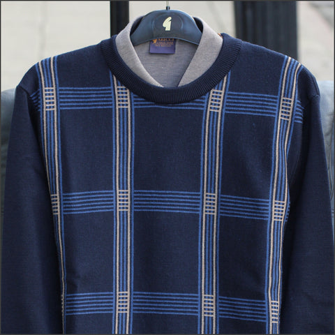 Gabicci M09 Navy Patterned Crew Neckº