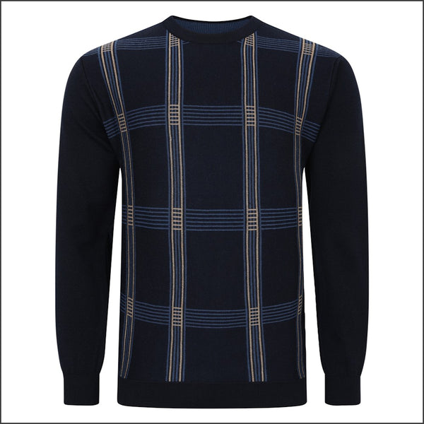 Gabicci M09 Navy Patterned Crew Neckº