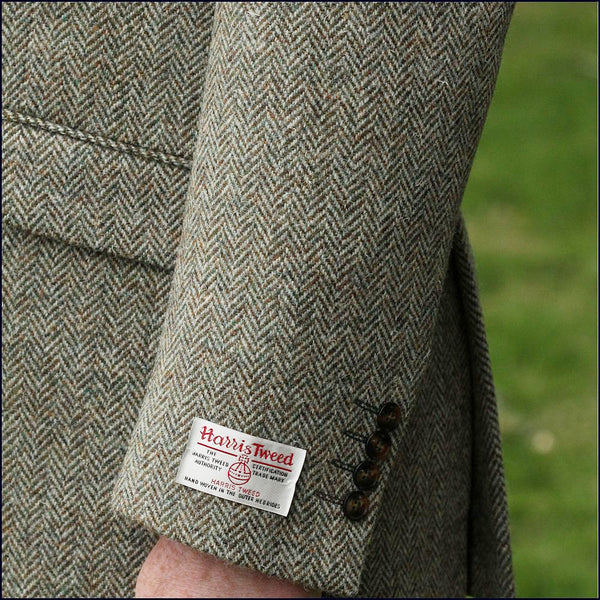 Harris Tweed Fawn Herringbone Jacket=