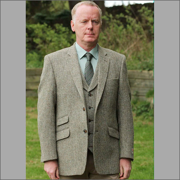 Harris Tweed Fawn Herringbone Waist Coat=
