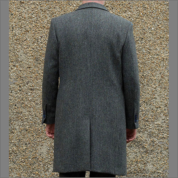 Harris Tweed Blue Heather Herringbone Overcoat*