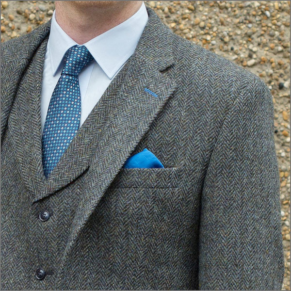 Harris Tweed Heather Blue Herringbone Jacket`