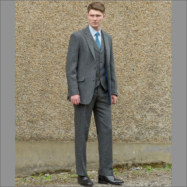 Harris Tweed Heather Blue Herringbone Jacket`