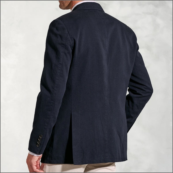 Brook Taverner Hemsworth Navy Washed Cotton Linen Jacket.