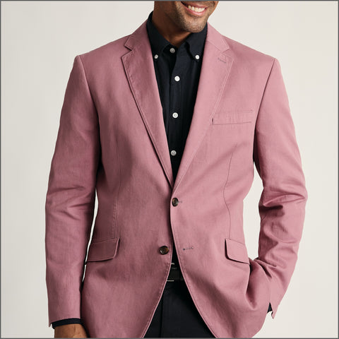 Brook Taverner Hemsworth Pink Washed Cotton Linen Jacket.