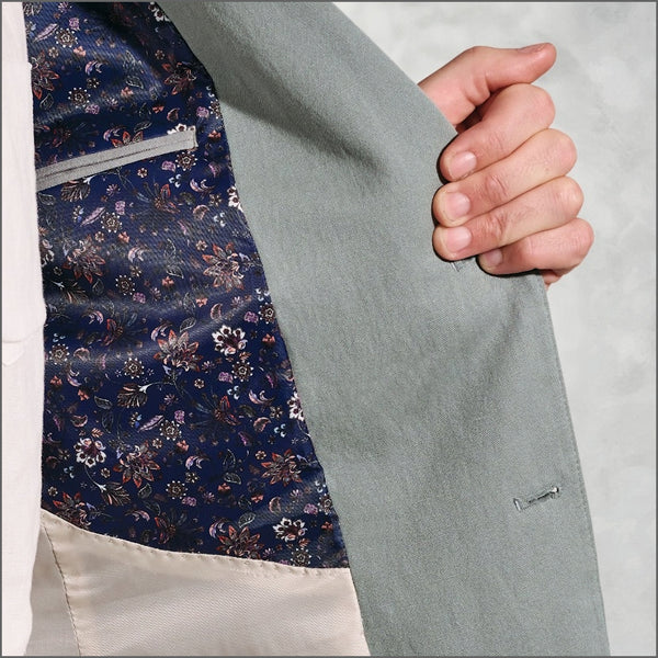 Brook Taverner Hemsworth Sage Washed Cotton Linen Jacket.