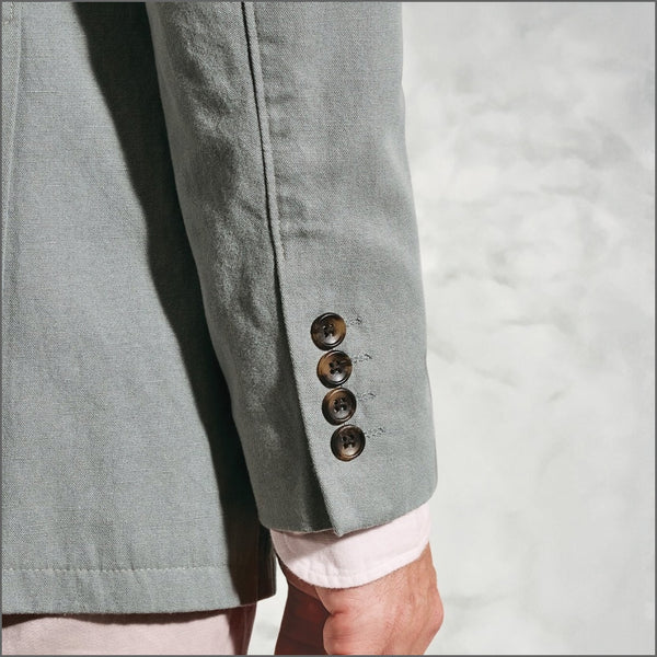 Brook Taverner Hemsworth Sage Washed Cotton Linen Jacket.