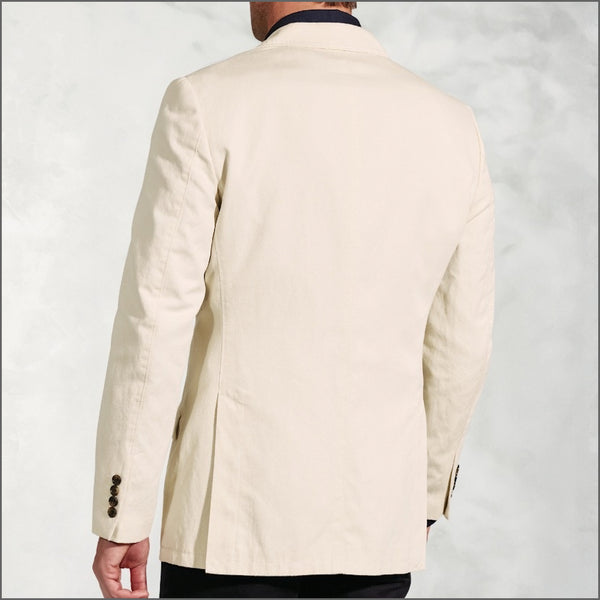 Brook Taverner Hemsworth Stone Washed Cotton Linen Jacket.