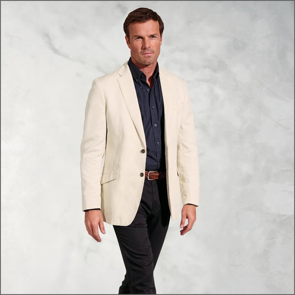 Brook Taverner Hemsworth Stone Washed Cotton Linen Jacket.