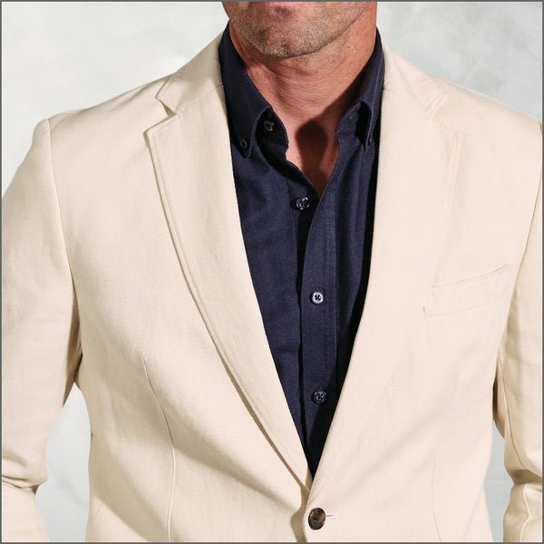 Brook Taverner Hemsworth Stone Washed Cotton Linen Jacket.