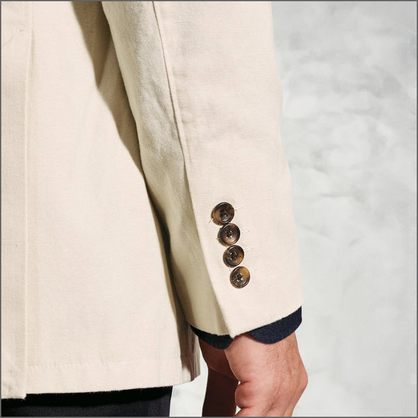 Brook Taverner Hemsworth Stone Washed Cotton Linen Jacket.