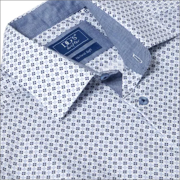 Giovanni Blue Patterned Short Sleeve Shirt.