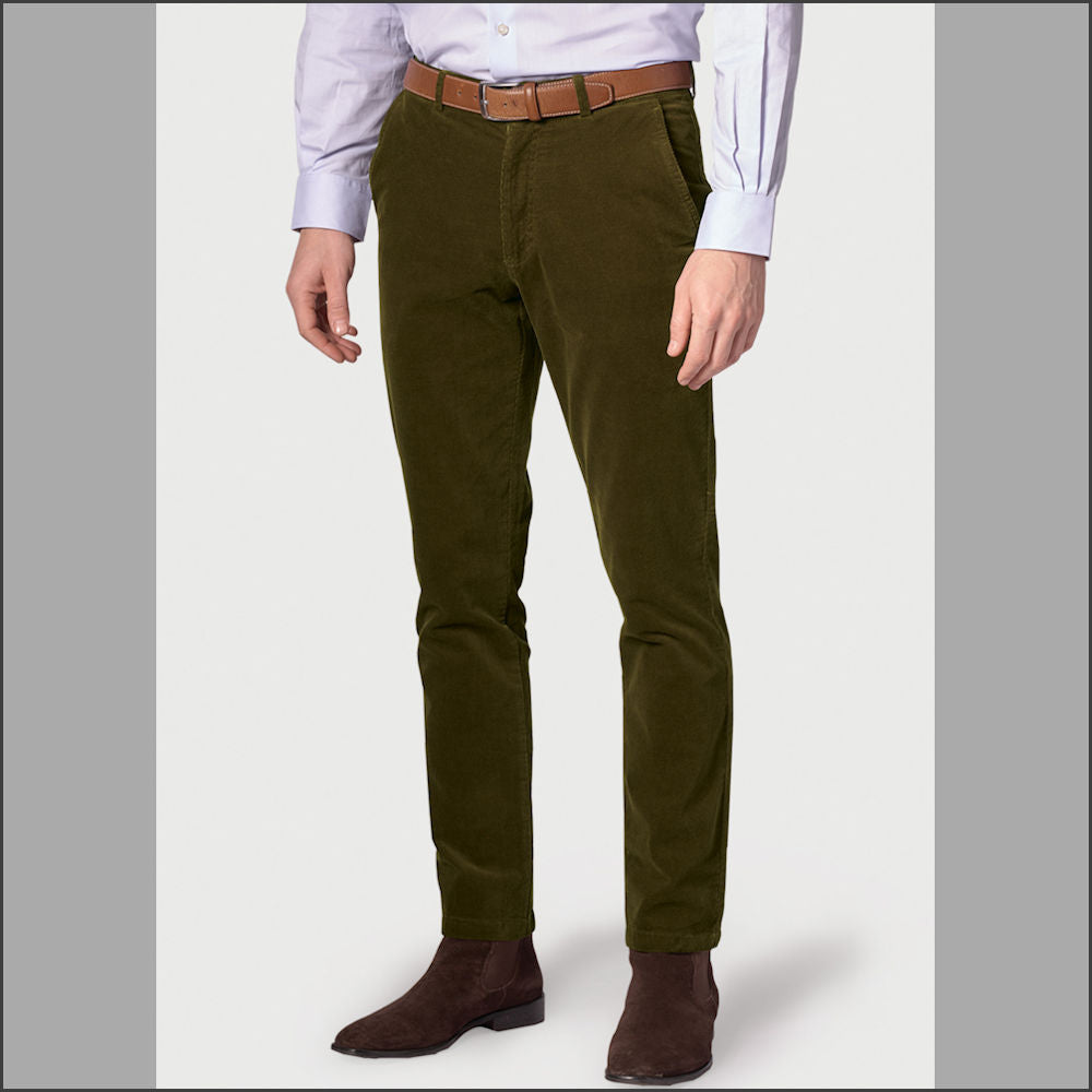 Brook Taverner Shakespeare Hunter Green Needle Cord Trouser