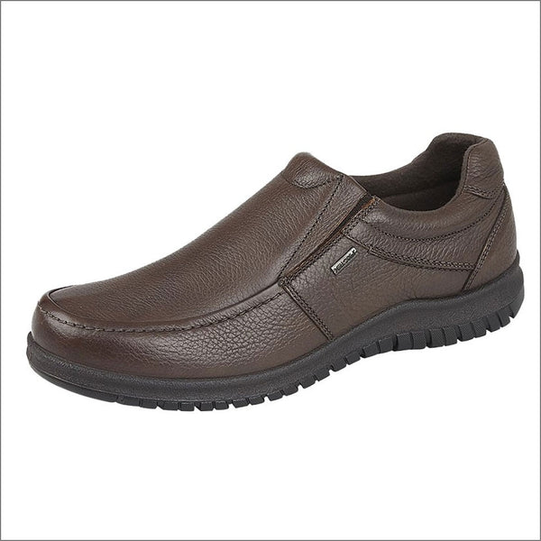 Brown Grain Leather Slip on Shoe