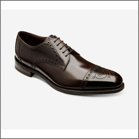 Loake Eldon Dark Brown Leather Premium Semi-Brogue=