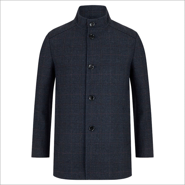 Douglas Watson Navy Check Car Coatª