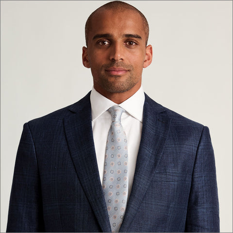 Brook Taverner Bentley Navy Check Italian Linen Blend Jacketº