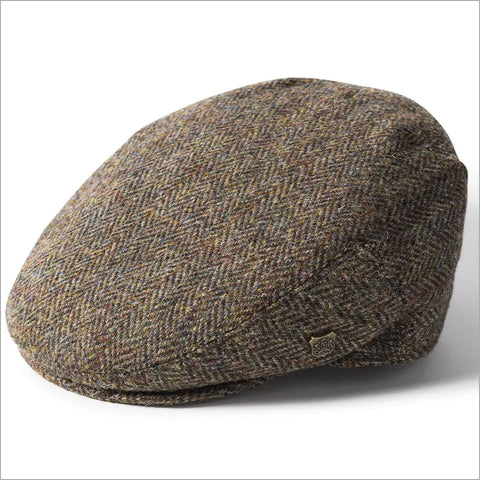 Harris Tweed Stornoway Brown Herringbone Cap--