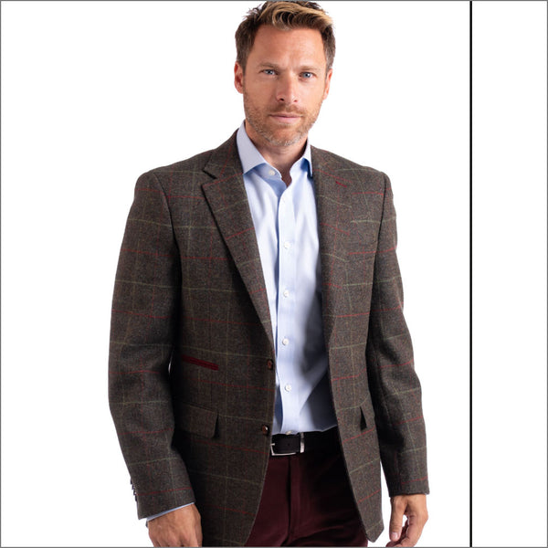 Gurteen Whitburn Burgundy Check Tweed Jacket