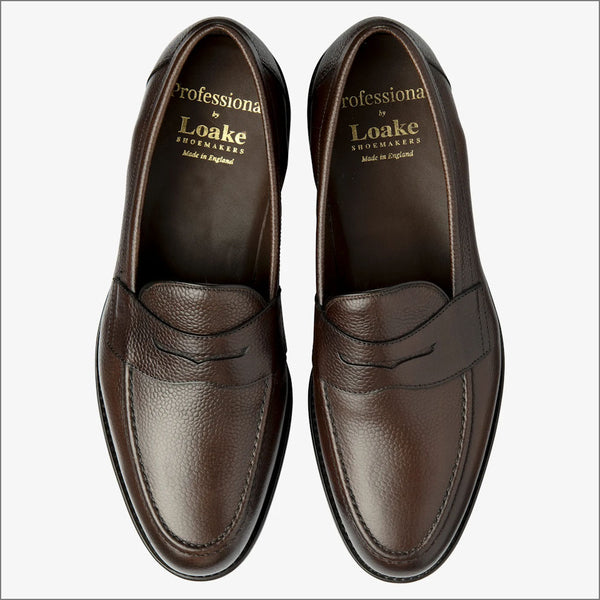 Loake Imperial Dark Brown Grain Leather Penny Loafer F Fittingª