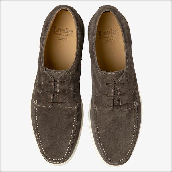 Loake Sardinia Anthracite Suede Boat Shoe=