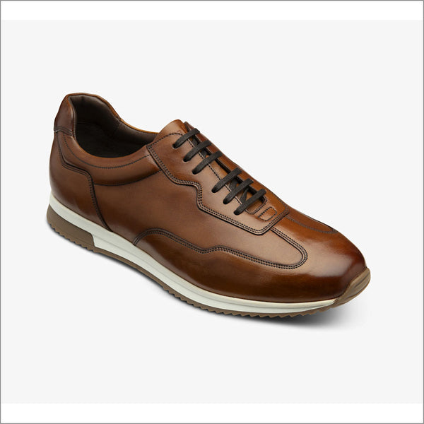 Loake Linford Chestnut Brown Leather Trainer=