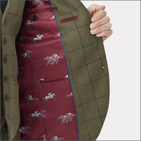 Brook Taverner Haincliffe Green with Blue Overcheck Suit Jacket*