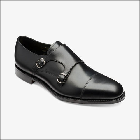 Loake Cannon Black Leather Buckle Monk Shoe Size 8.5*