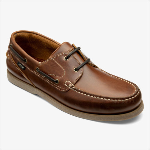 Loake Lymington Brown Leather Boat Shoe=