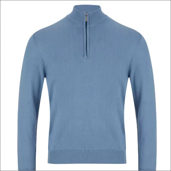 Prestige Sly Blue Cotton Zip Neckº