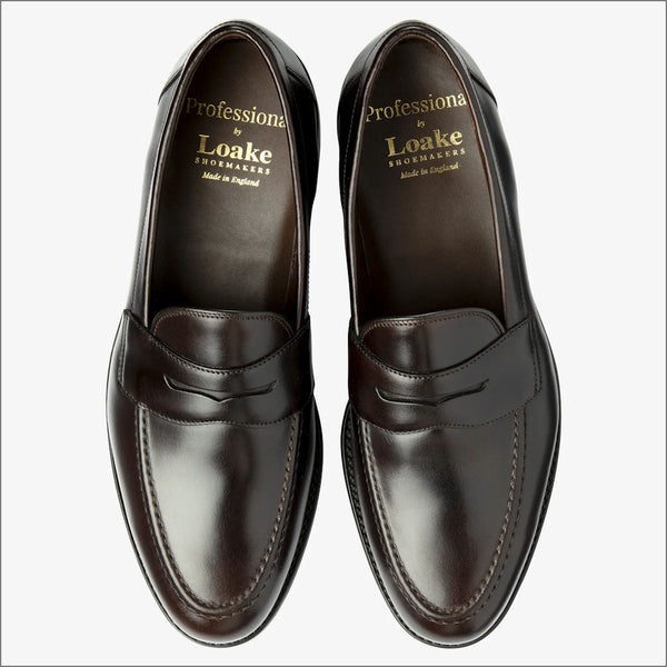 Loake Imperial Dark Brown Leather Penny Loafer F Fitting=