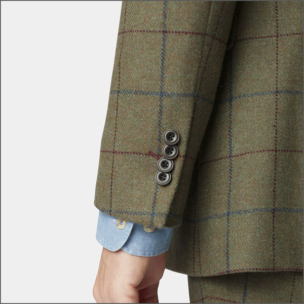 Brook Taverner Haincliffe Green with Blue Overcheck Suit Jacket*