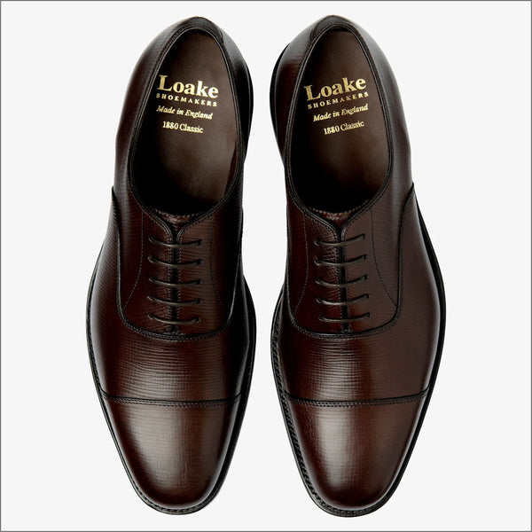 Loake Aldwych Dark Brown Grain Calf Oxford Rubber Sole F Fitª