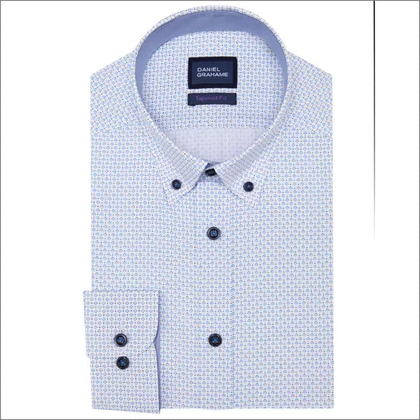 Daniel Grahame Light Blue Pattern  LS Shirtª