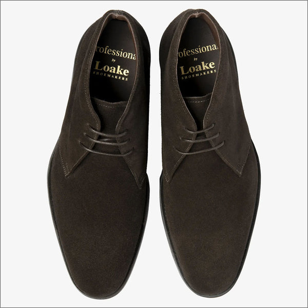 Loake Altman Dark Brown Suede Boot=