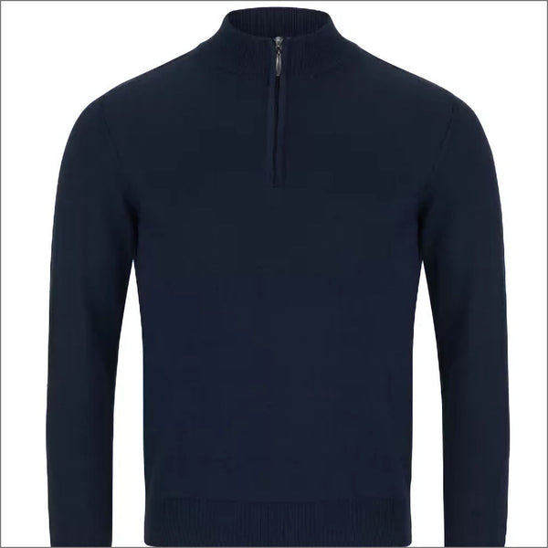 Prestige Dark Blue Cotton Zip Neckº