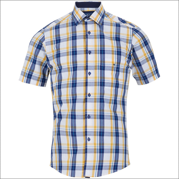 Dg's Blue & Yellow Check Short sleeve Shirt=
