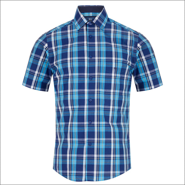 Dg's Blue  Check Short sleeve Shirt=