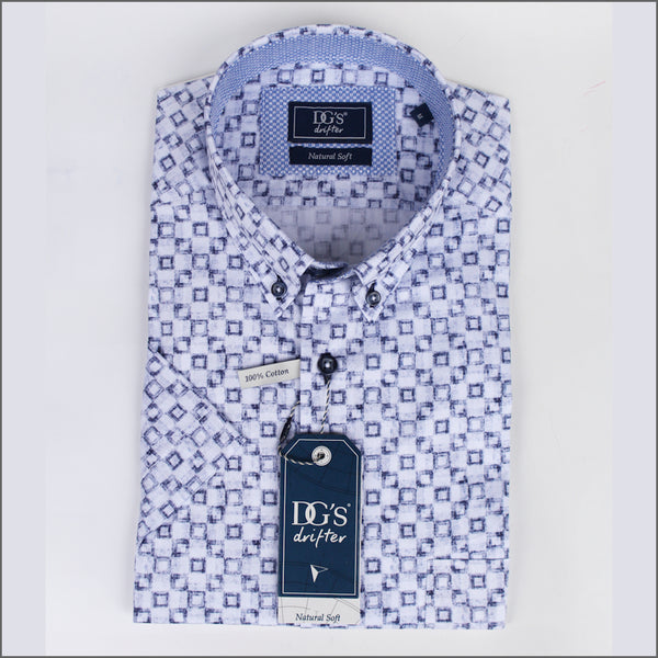 DG'S White & Blue Check Short sleeve Shirt.