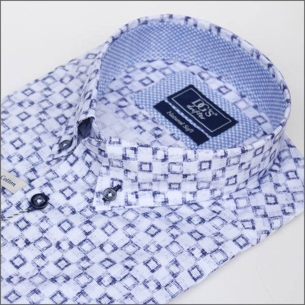 DG'S White & Blue Check Short sleeve Shirt.