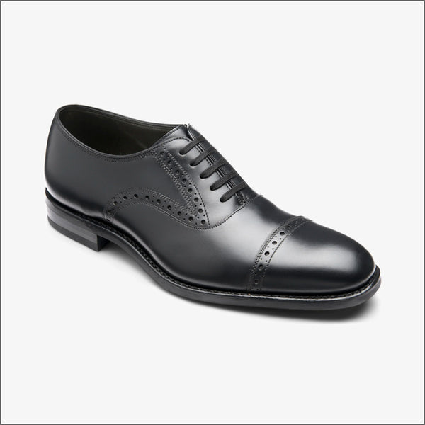 Loake Keller Black Calf Leather semi-brogue~