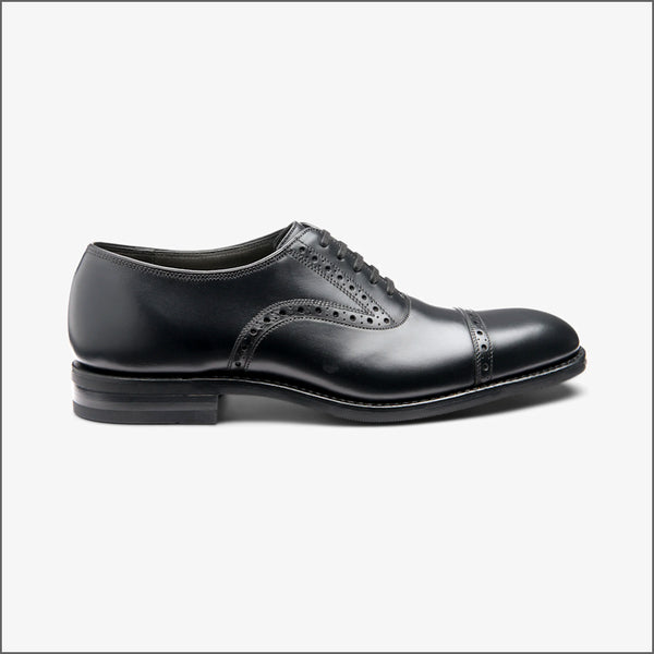 Loake Keller Black Calf Leather semi-brogue~